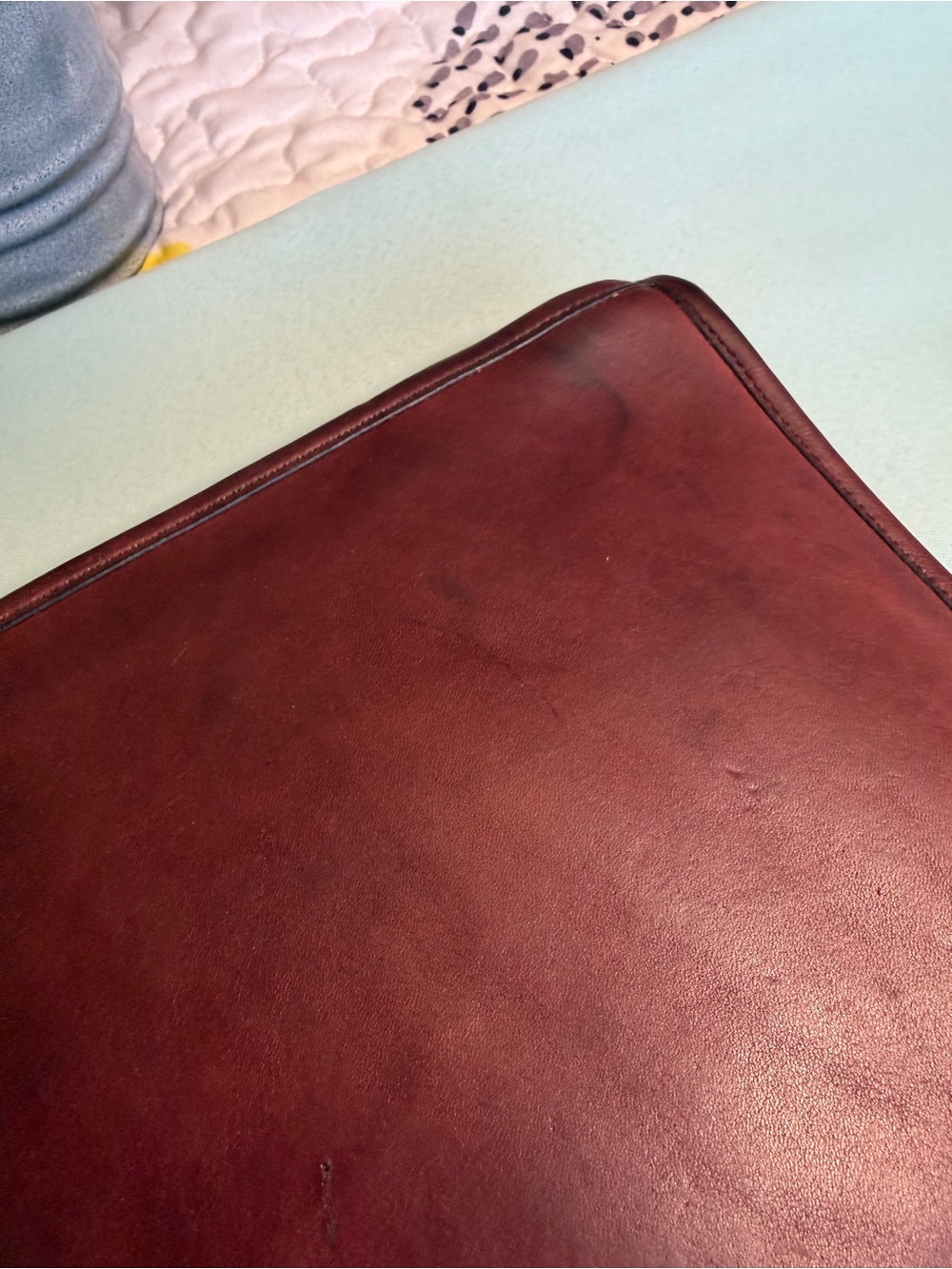 Vintage 70s COACH NYC Large Slim Clutch Portfolio, Burgandy 9555 w/Wrist Strap - Picture 9 of 15